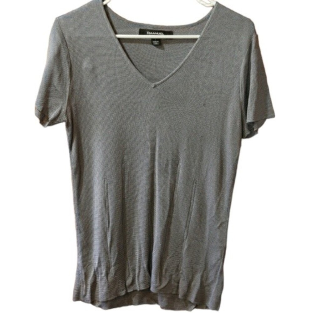 Emanuel Ungaro Gray Knit Rayon Top LG